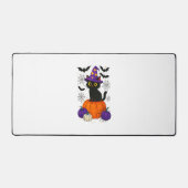 Schattigee zwarte heks kat pompoen Halloween kostu Bureaumat (Voorkant)