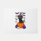 Schattigee zwarte heks kat pompoen Halloween kostu Deurmat (Voorkant)