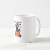 Schattigee zwarte heks kat pompoen Halloween kostu Koffiemok (Voorkant rechts)