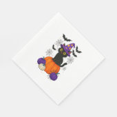 Schattigee zwarte heks kat pompoen Halloween kostu Servet (Hoek)