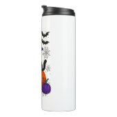 Schattigee zwarte heks kat pompoen Halloween kostu Thermosbeker (Geroteerd rechts)