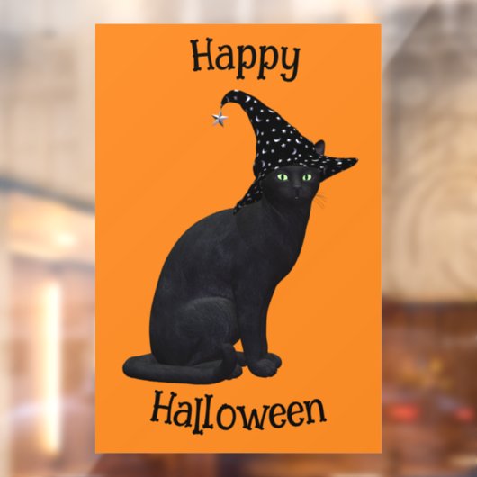 Schattigee zwarte heksenkat raamsticker (Vel 2)