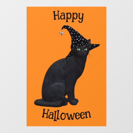 Schattigee zwarte heksenkat raamsticker (Vel)