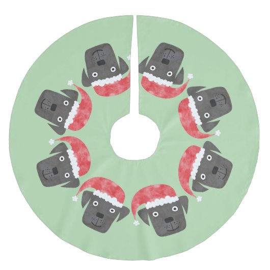 Schattigee zwarte hond in Santa Hat Kerstboom Rok (Voorkant)