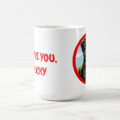 Schattigee zwarte hond met rode halsband in Cartoo Koffiemok (Center)