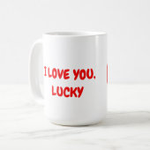 Schattigee zwarte hond met rode halsband in Cartoo Koffiemok (Voorkant links)