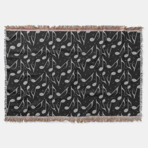 Schattigee zwarte houndstooth chique muzieknoten deken