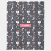 Schattigee zwarte huid meisje terug naar school de fleece deken (Voorkant)