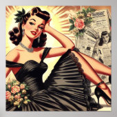 Schattigee zwarte jurk Pin-up Poster (Voorkant)