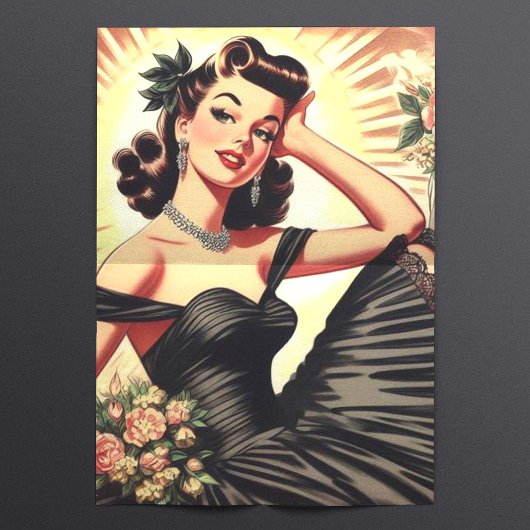 Schattigee zwarte jurk Pin-up Tissuepapier