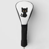 Schattigee zwarte kat 2 golfheadcover (Voorkant)