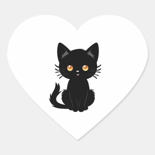 Schattigee zwarte kat 2 hart sticker (Voorkant)