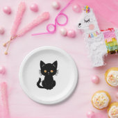 Schattigee zwarte kat 2 papieren bordje (Feest)