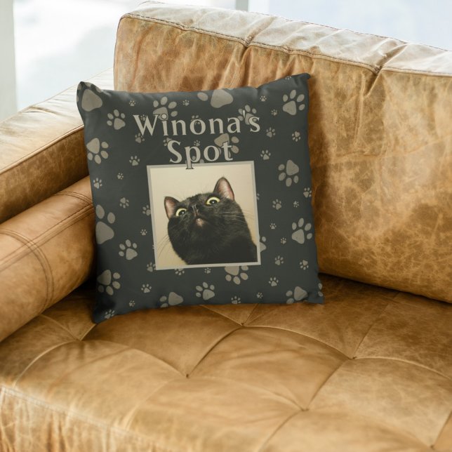 Schattigee Zwarte Kat Aangepaste Huisdier Foto Naa Kussen (Creator heeft geüpload)