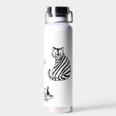 Schattigee zwarte kat aangepaste naam modern minim waterfles (Achterkant)