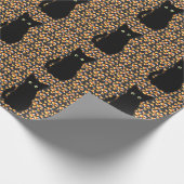 Schattigee Zwarte kat Candy maïs patroon Halloween Cadeaupapier (Hoek)