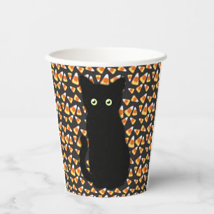 Schattigee Zwarte kat Candy maïs patroon Halloween Papieren Bekers