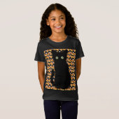Schattigee Zwarte kat Candy maïs patroon Halloween T-shirt (Voorkant volledig)