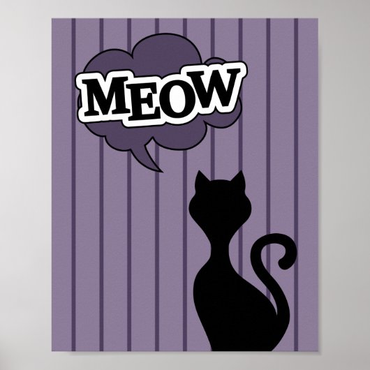 Schattigee zwarte kat cartoon citaat miauw poster (Voorkant)