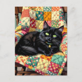 Schattigee zwarte kat | Contact houden Briefkaart (Voorkant)