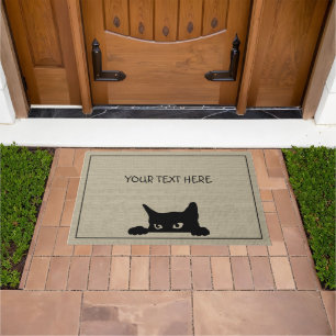 Schattigee Zwarte Kat Custom Halloween Deurmat