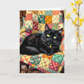 Schattigee zwarte kat | Denken aan jou Kaart (Gele Bloem)