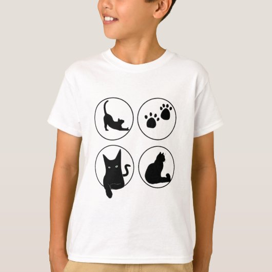 Schattigee zwarte kat design T-shirts (Voorkant)