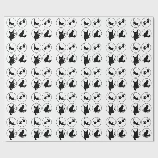 Schattigee zwarte kat design T-shirts Cadeaupapier (Vlak)