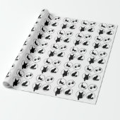 Schattigee zwarte kat design T-shirts Cadeaupapier (Uitgerold)
