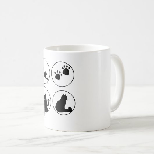 Schattigee zwarte kat design T-shirts Koffiemok (Voorkant rechts)