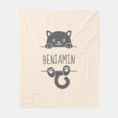 Schattigee Zwarte Kat die achter Douanenaam Beige  Fleece Deken (Voorkant)