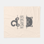 Schattigee Zwarte Kat die achter Douanenaam Beige  Fleece Deken (Voorkant (Horizontaal))