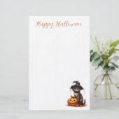 Schattigee zwarte kat die een heksen Pet met pompo Briefpapier (Staand voorkant)