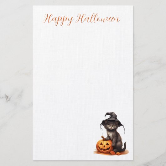 Schattigee zwarte kat die een heksen Pet met pompo Briefpapier (Voorkant)