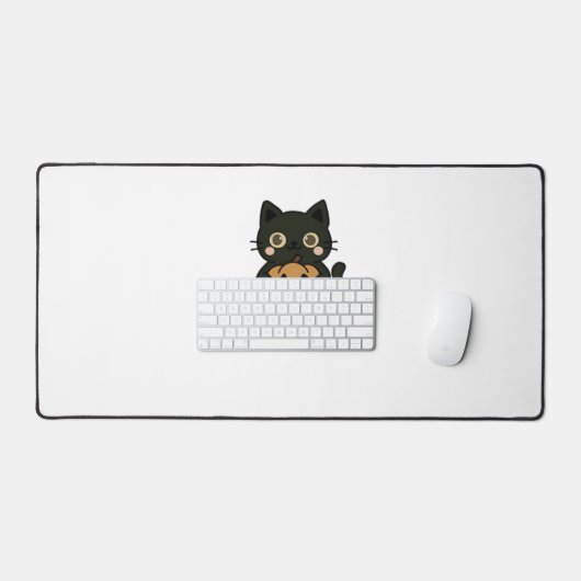 Schattigee zwarte kat die Jack o lantaarn pompoen  Bureaumat (Keyboard & Muis)
