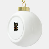 Schattigee zwarte kat die Jack o lantaarn pompoen  Keramische Bal Ornament (Rechts)