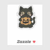 Schattigee zwarte kat die Jack o lantaarn pompoen  Sticker (Vel)