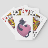 Schattigee zwarte kat die zich vasthoudt aan het g pokerkaarten (Achterkant)