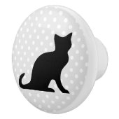 Schattigee zwarte kat DIY keramische deur en ladek Keramische Knop (Rechts)