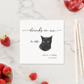 Schattigee zwarte kat Drink op mijn bruiloft Servet (Insitu)