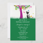 Schattigee Zwarte Kat en Bloemboom Verjaardagsuitn Kaart (Achterkant)