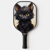 Schattigee zwarte kat en bloemen pickleball paddle (Achterkant)