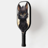 Schattigee zwarte kat en bloemen pickleball paddle (Links)