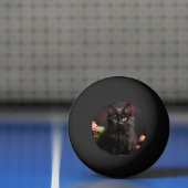 Schattigee zwarte kat en bloemen pingpongbal (Net)