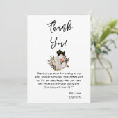 Schattigee zwarte kat en boek Baby shower Bedankkaart (Staand voorkant)