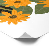 Schattigee zwarte kat en zonnebloem illustratie poster (Hoek)