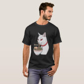 Schattigee Zwarte Kat Eten Ramen Japans Esthetisch T-shirt (Voorkant volledig)