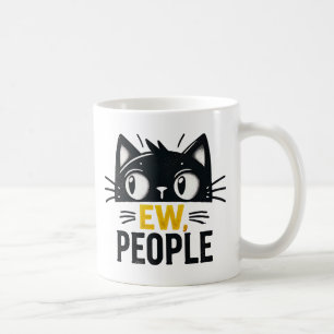 Schattigee zwarte kat "Ew, mensen" Grappige introv Koffiemok