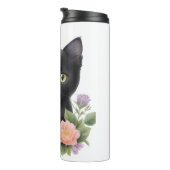 Schattigee zwarte kat floraal grillig thermosbeker (Geroteerd rechts)