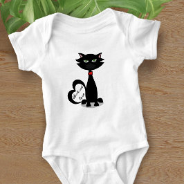Schattigee zwarte kat gepersonaliseerde Baby Bodys Romper